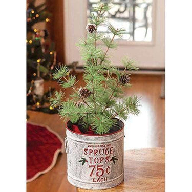 Spruce Tops Vintage Metal Bucket - The Fox Decor